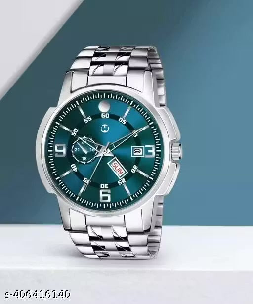 Silver Stainless Chain Green Dial Men’s & Boy’s Analog Watch
