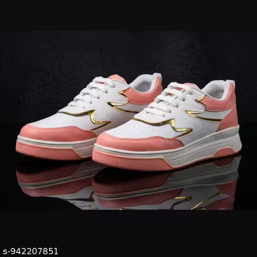 VYASOL Women & Girls Stylish Dual-Tone White & Pink sneakers