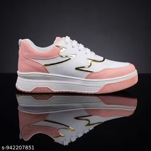 VYASOL Women & Girls Stylish Dual-Tone White & Pink sneakers