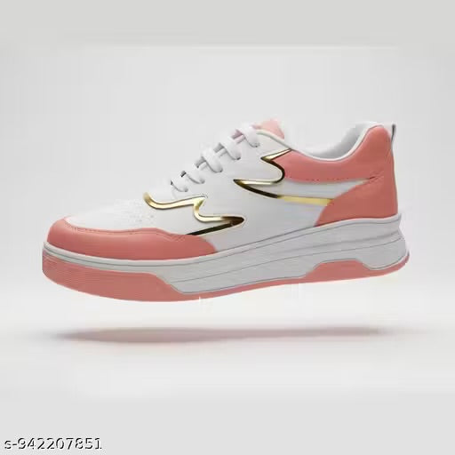 VYASOL Women & Girls Stylish Dual-Tone White & Pink sneakers
