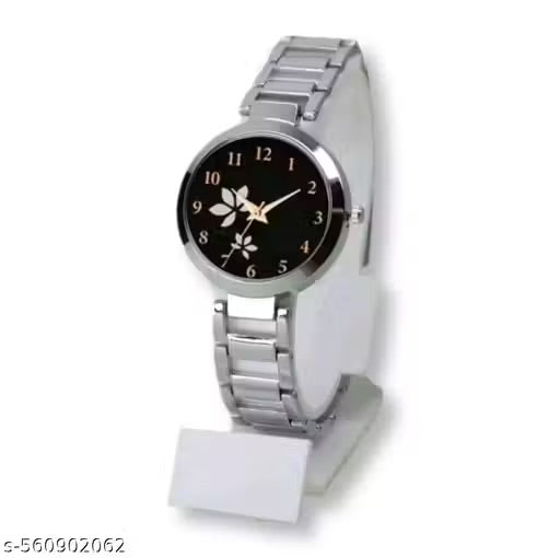 Elegant Floral Dial Women's Stainless Steel Watch