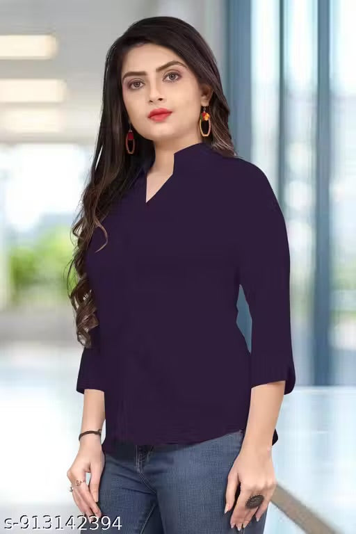 Women Regular Fit Solid Spread Collar Formal Shirt