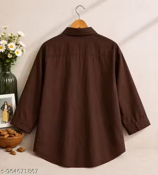 Stylish Fuchsia Palm Embroidered Oversized Shirt