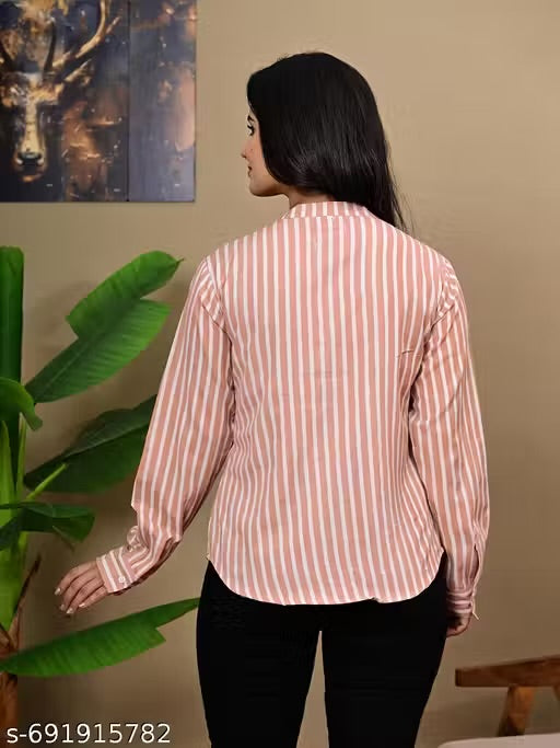 Women's Cotton Linen Striped Shirt Casual & Comfortable Full seelves Shirt