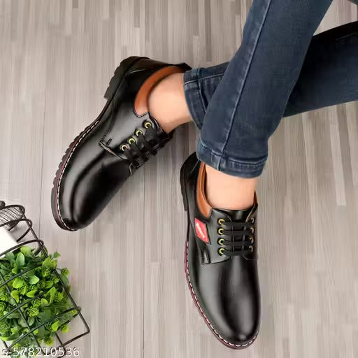 Hand Stich Black Formal Shoes For Men