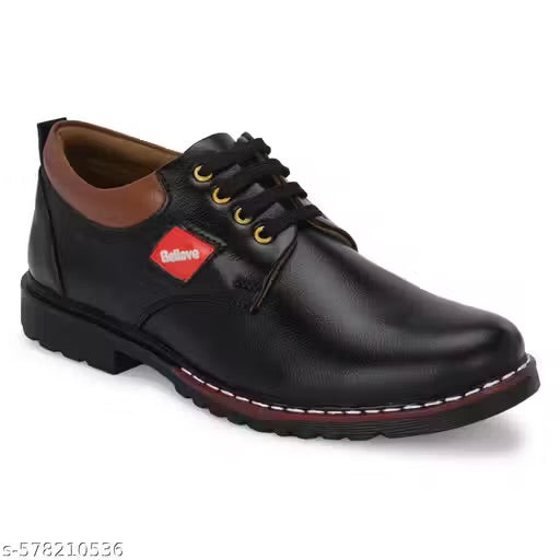 Hand Stich Black Formal Shoes For Men