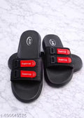 BLACK MEN SLIPPER WID BEAUTIFUL RED DESIGN