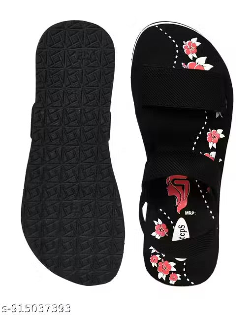 Women’s Black EVA Flat Sandals | Stylish Casual