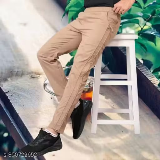Men's Solid Khaki Joggers – Premium Daily Wear Trousers