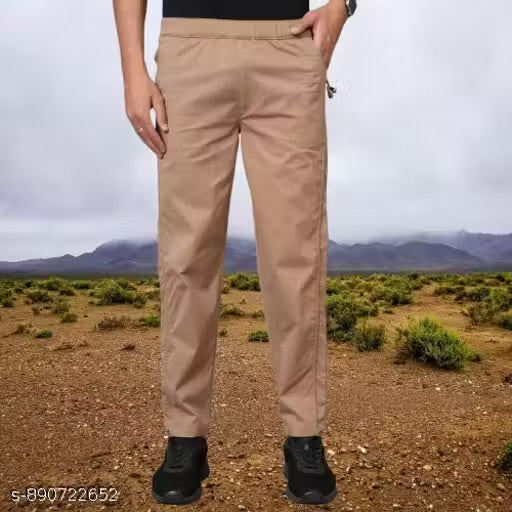 Men's Solid Khaki Joggers – Premium Daily Wear Trousers