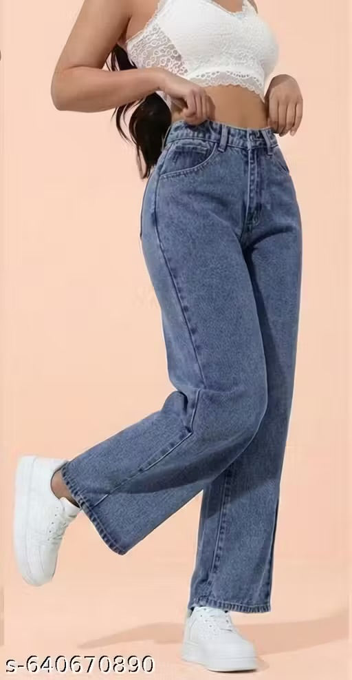 WOMEN TRENDING STYLISH STRAIGHT BOTTOM BLUE
