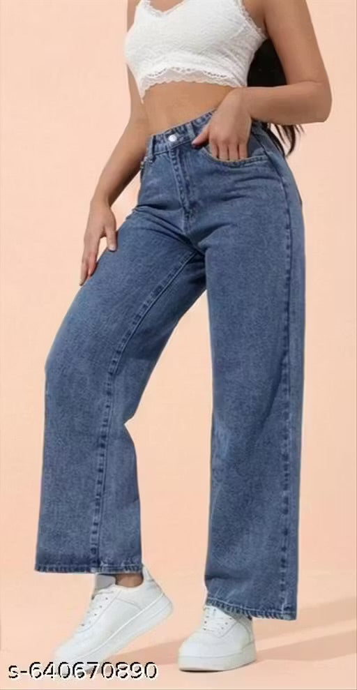 WOMEN TRENDING STYLISH STRAIGHT BOTTOM BLUE