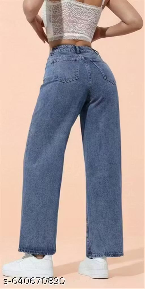 WOMEN TRENDING STYLISH STRAIGHT BOTTOM BLUE
