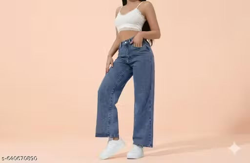 WOMEN TRENDING STYLISH STRAIGHT BOTTOM BLUE